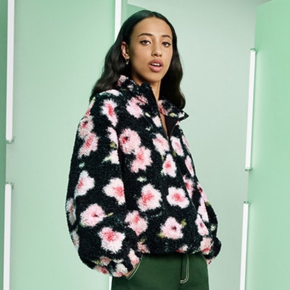 Sandy Liang x Target flower pullover quarter zip Sherpa NWT, size M - Picture 4 of 5